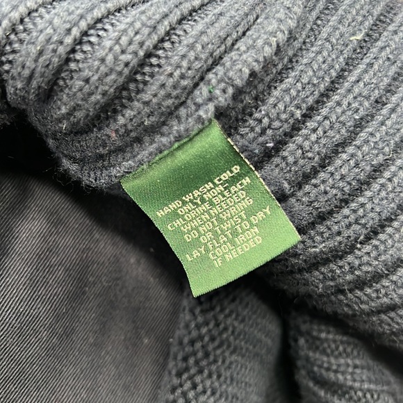 Lauren Ralph Lauren Cardigan Faux Double Breasted Button Sweater Navy Blue Large - Picture 8 of 9